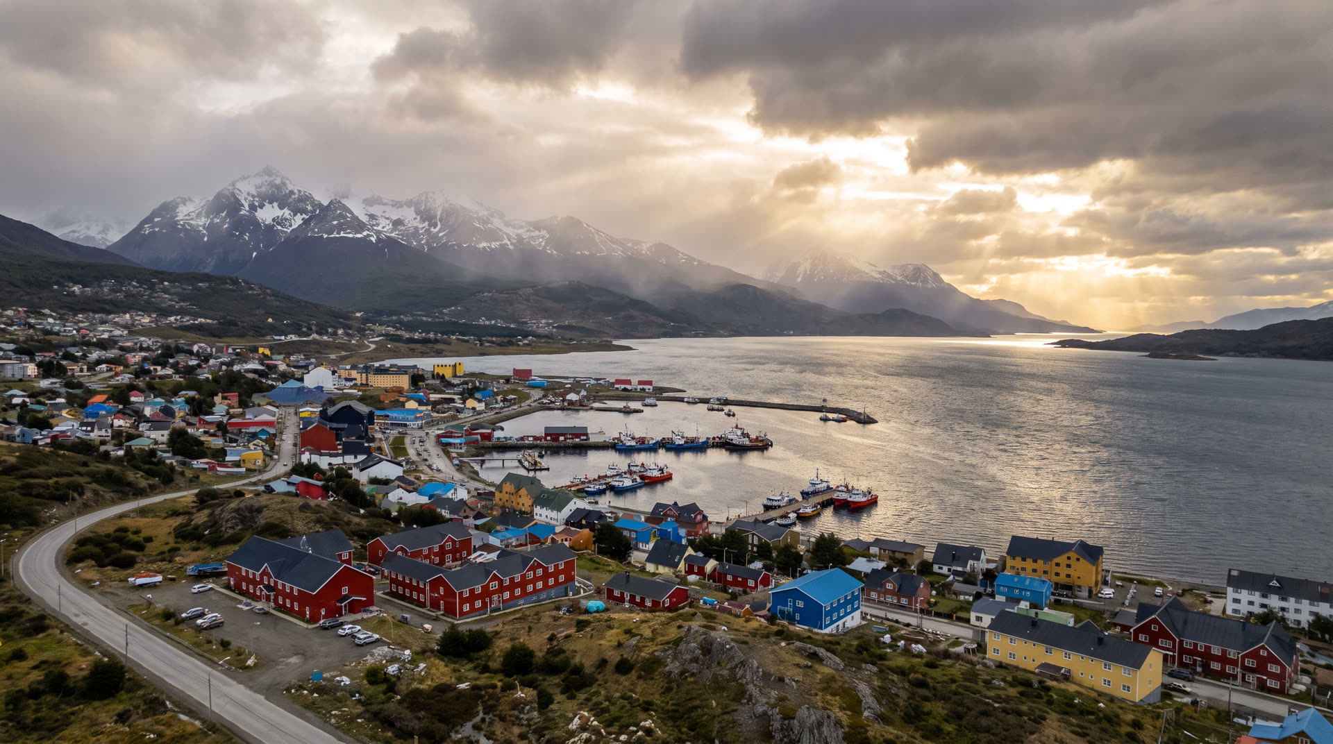 Aerial view of Ushuaia, Tierra del Fuego